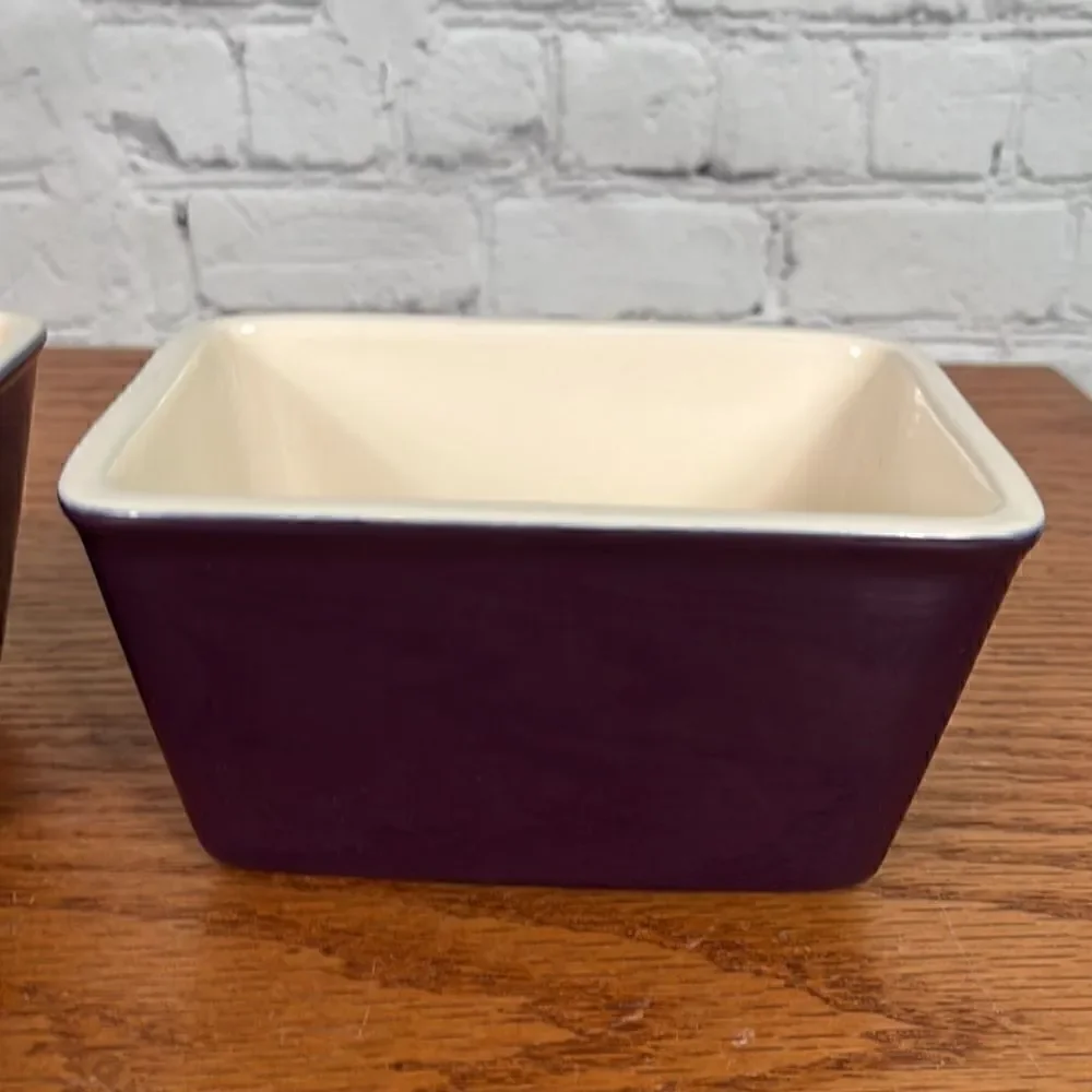 Set of TWO Longaberger Eggplant condiment dishes